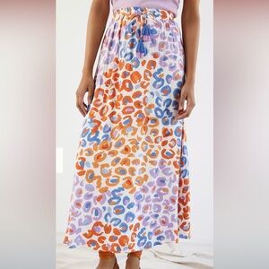 Anthropologie Farm Rio Vibrance Maxi Skirt Multicolor Leopard-Print XL